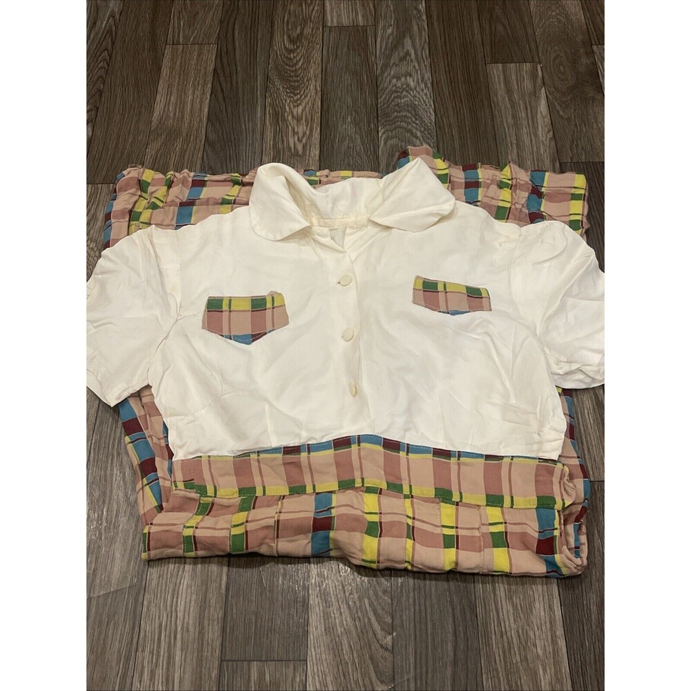 Vintage 60’s/70’s Girls Handmade dress Brown Plaid
